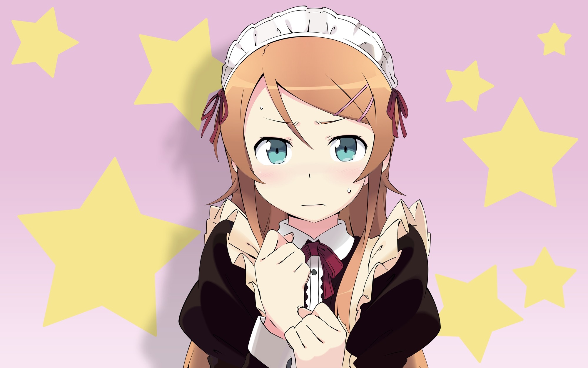 Anime girl in maid outfit with stars background HD Wallpaper