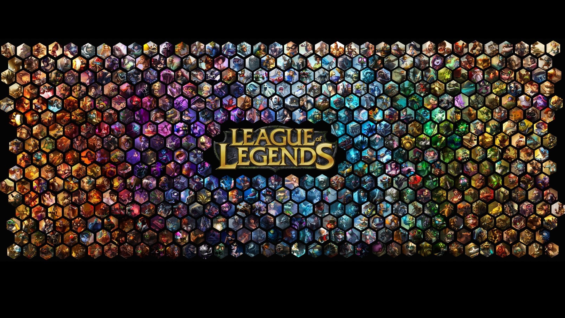 League of Legends Hexagonal Character Art Collage HD Wallpaper