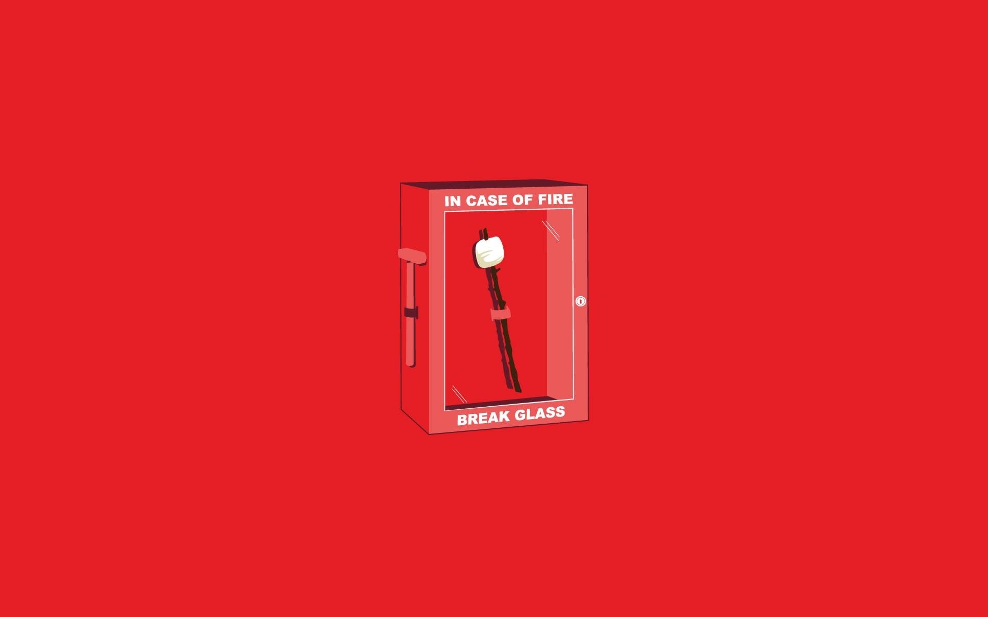 Fire extinguisher with marshmallow on a stick HD Wallpaper