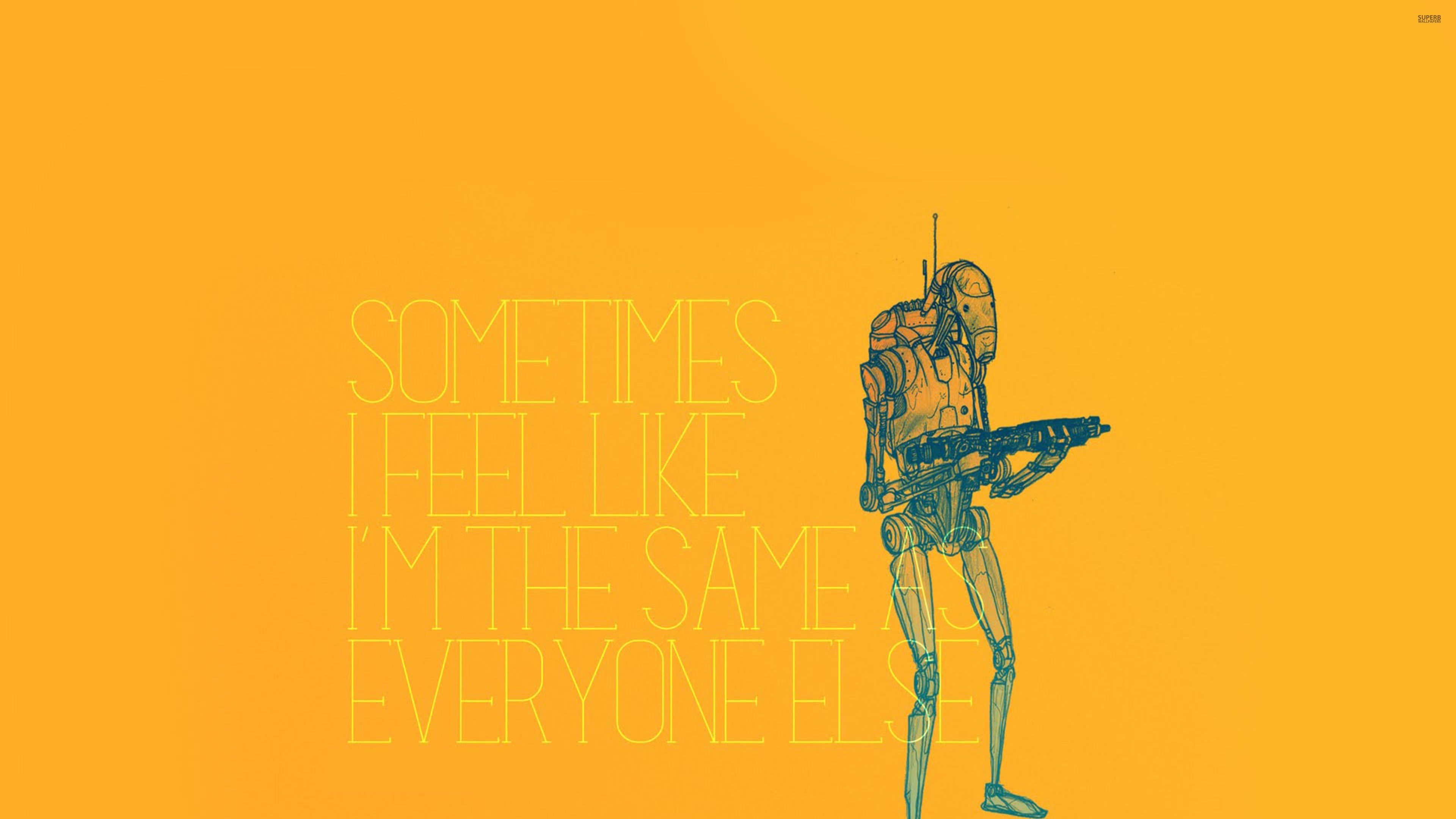 Battle Droid from Star Wars with text HD Wallpaper