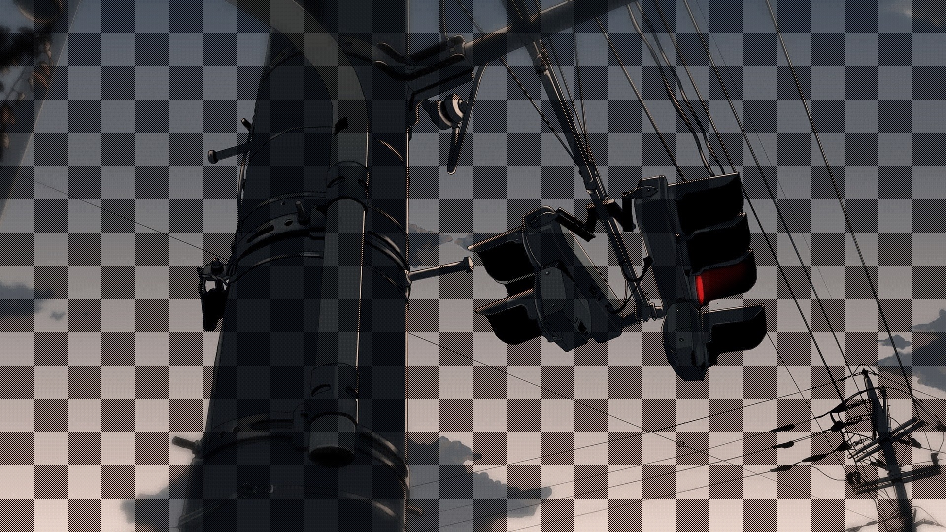 Traffic lights hanging from a pole against the sky HD Wallpaper