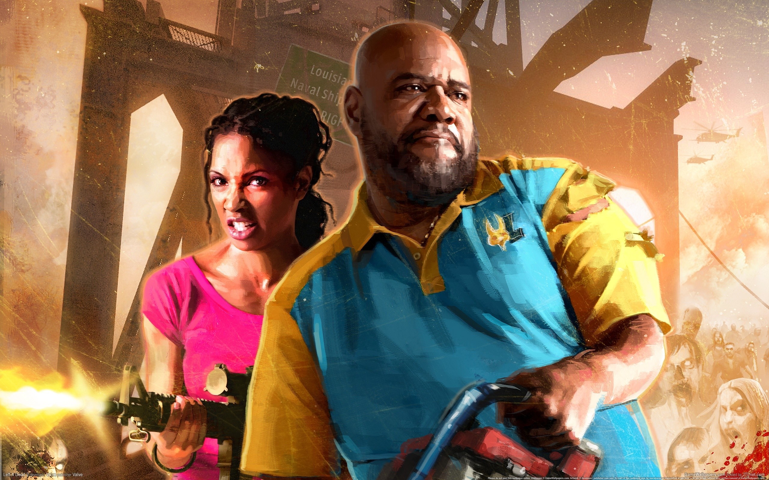Left 4 Dead survivors fighting zombies HD Wallpaper