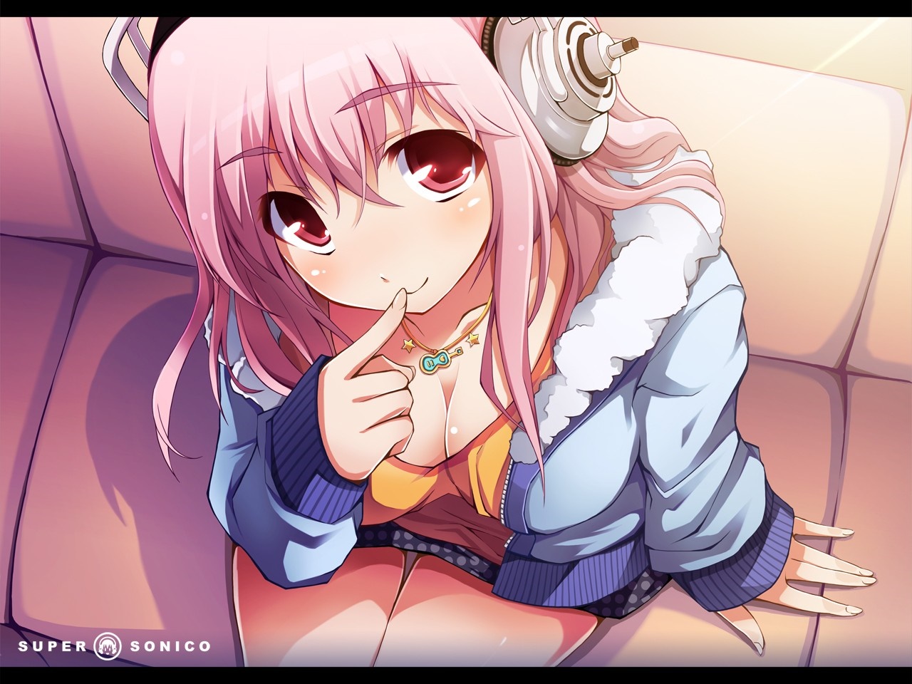 Super Sonico with Headphones HD Wallpaper
