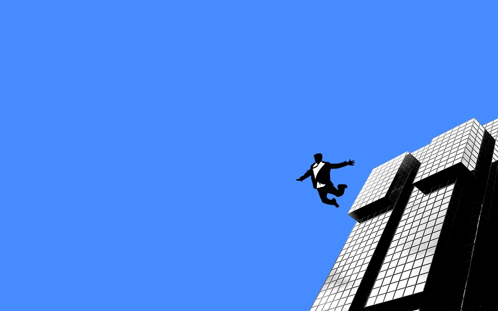 Man in suit falling from building HD Wallpaper