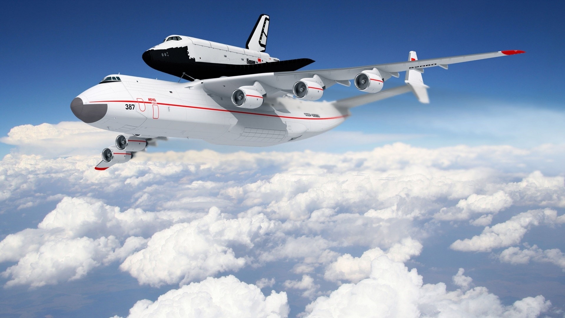 Antonov An-225 Mriya carrying a space shuttle HD Wallpaper