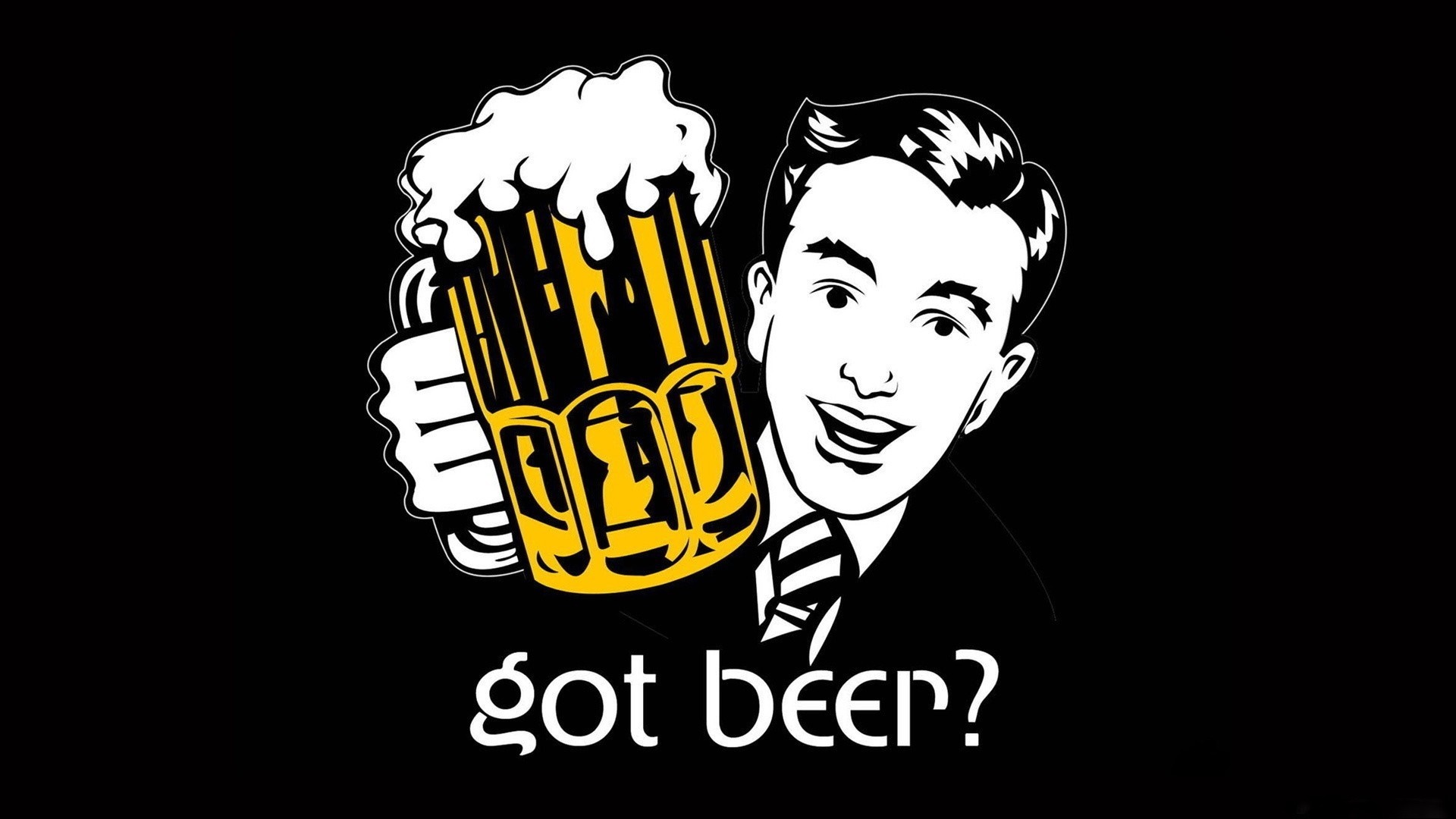Man holding a beer mug with "got beer?" text HD Wallpaper