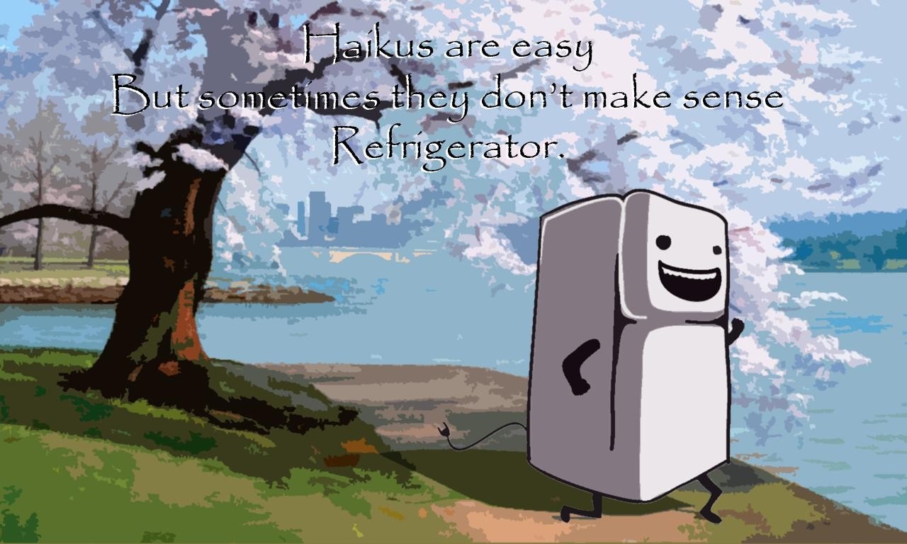 Humorous Haiku about a Refrigerator HD Wallpaper