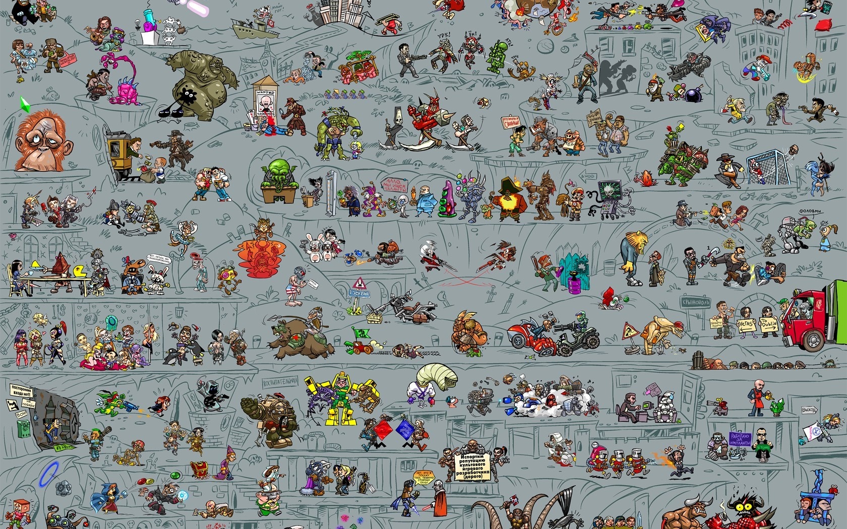 Characters from various video games in a collage HD Wallpaper
