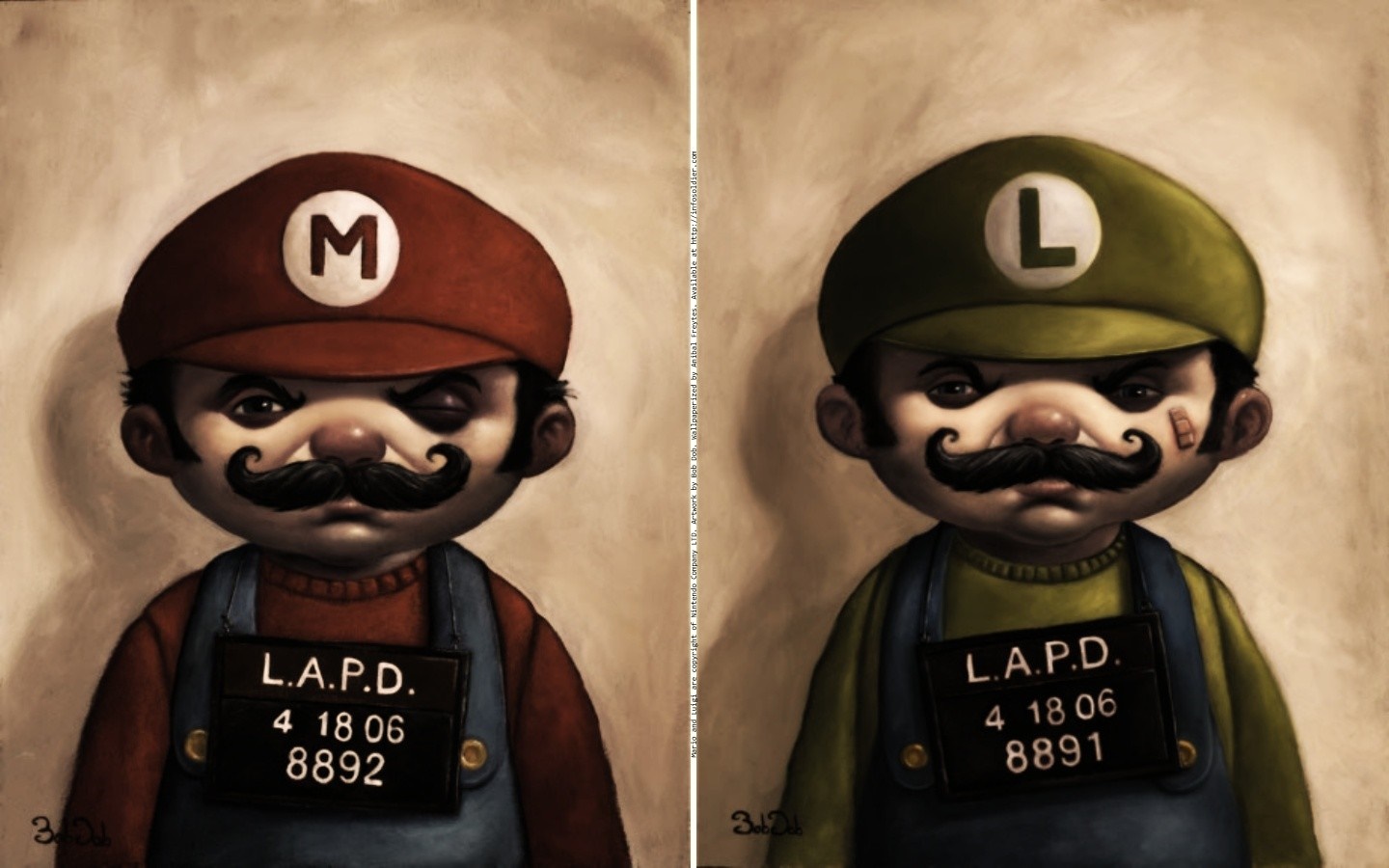 Mario and Luigi from Mario Bros. Mugshots HD Wallpaper