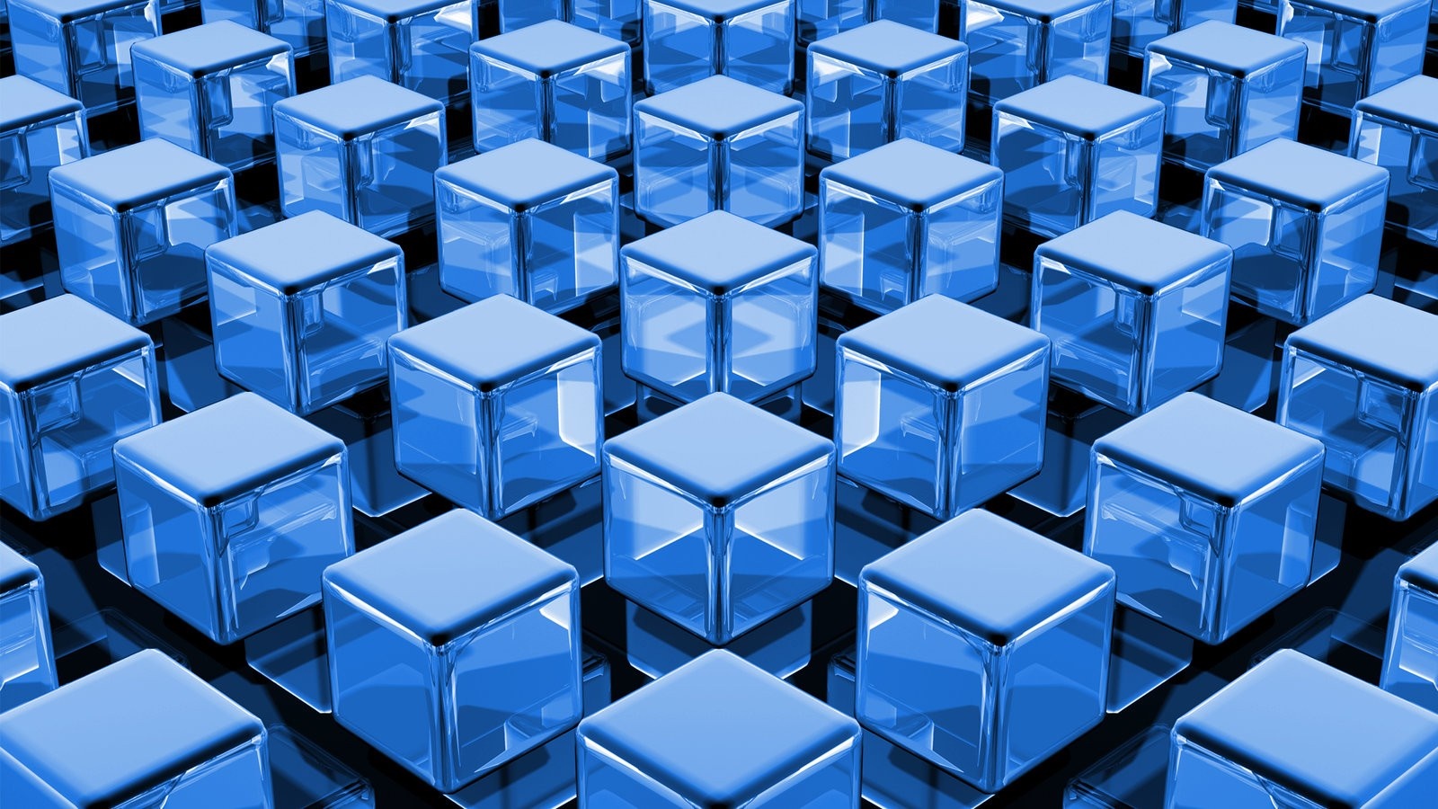 Blue Symmetrical Pattern of Glossy Cubes HD Wallpaper