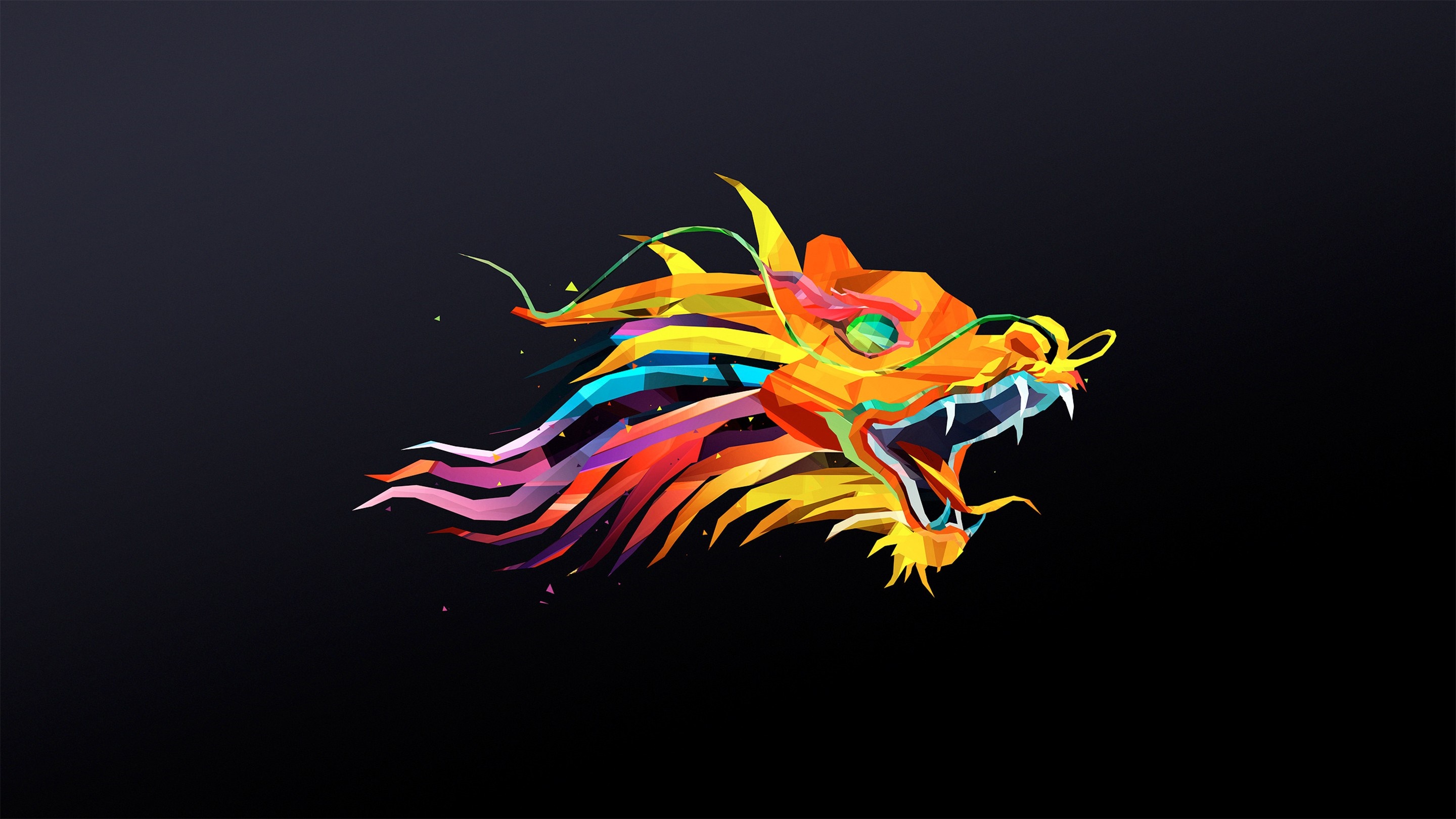 Geometric Dragon Head Illustration by Justin Maller HD Wallpaper