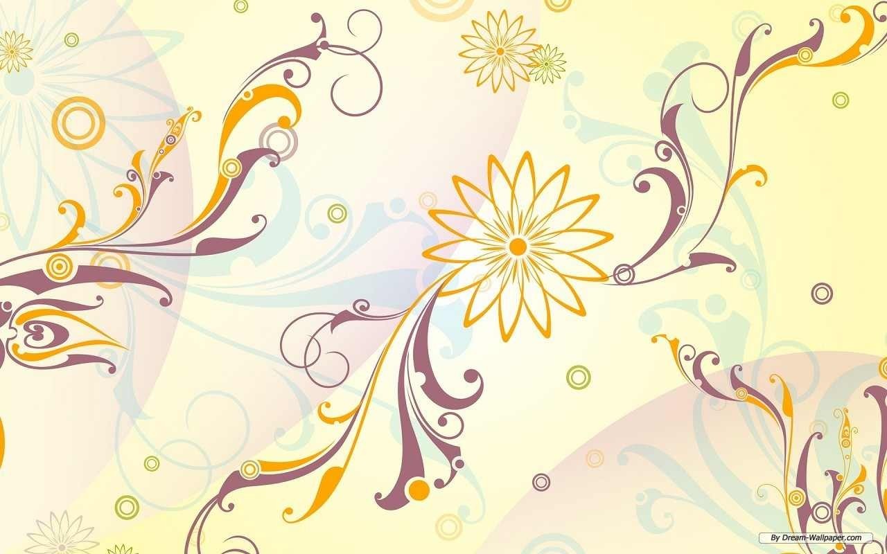 Floral pattern with swirls and circles HD Wallpaper