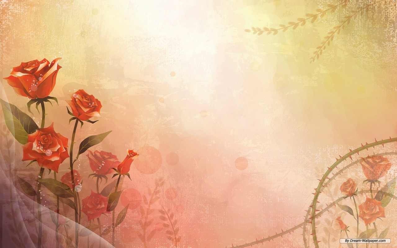 Red roses with thorns on a textured background HD Wallpaper