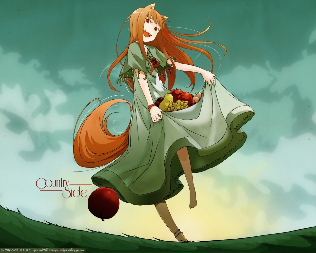 Holo from Spice and Wolf holding fruit HD Wallpaper