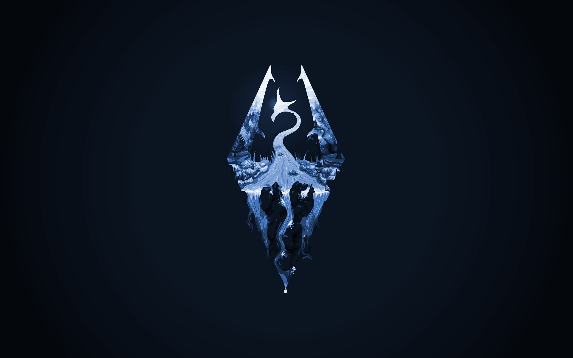 The Elder Scrolls V Skyrim Logo with Waterfall HD Wallpaper