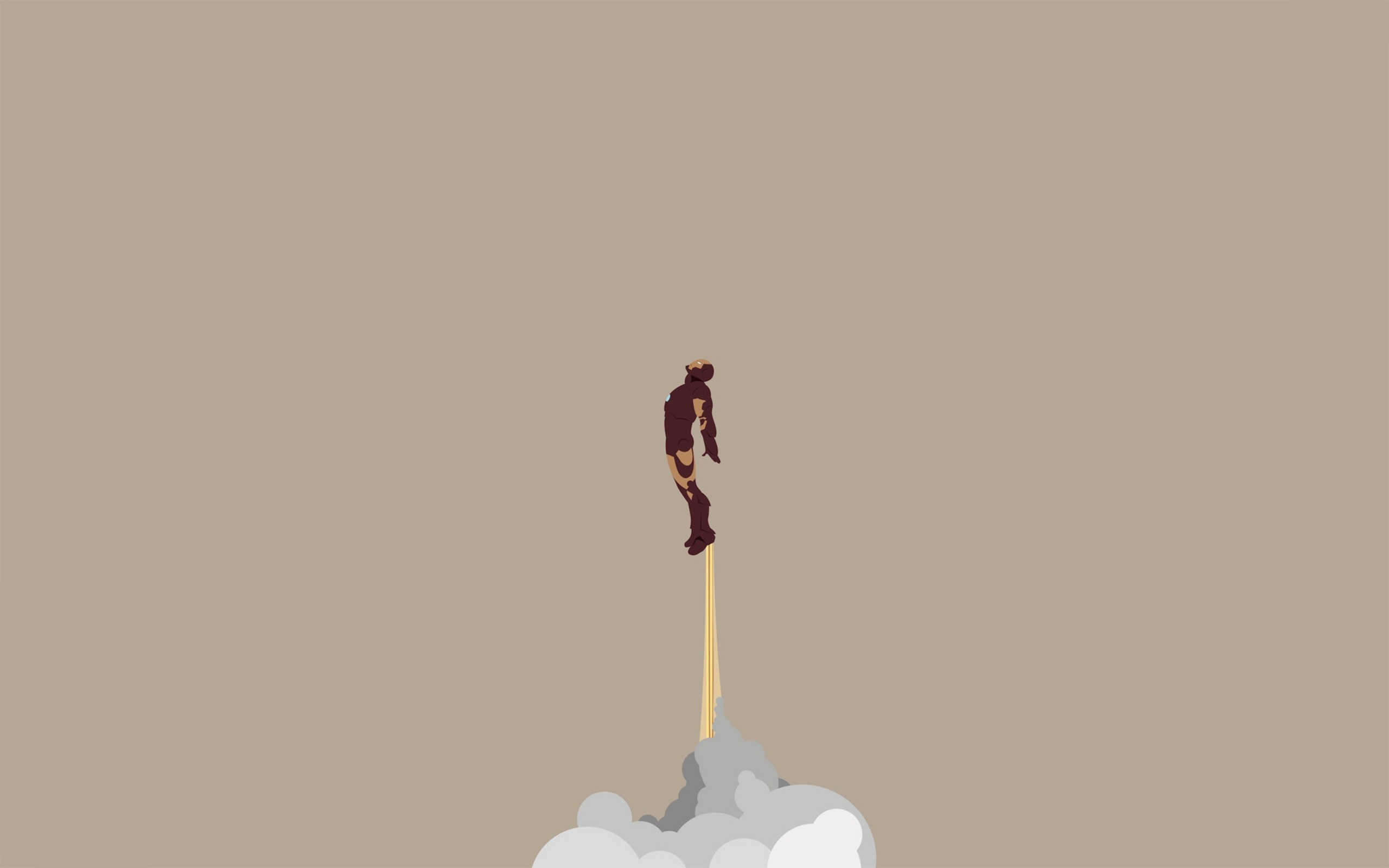 Iron Man flying with exhaust from feet HD Wallpaper