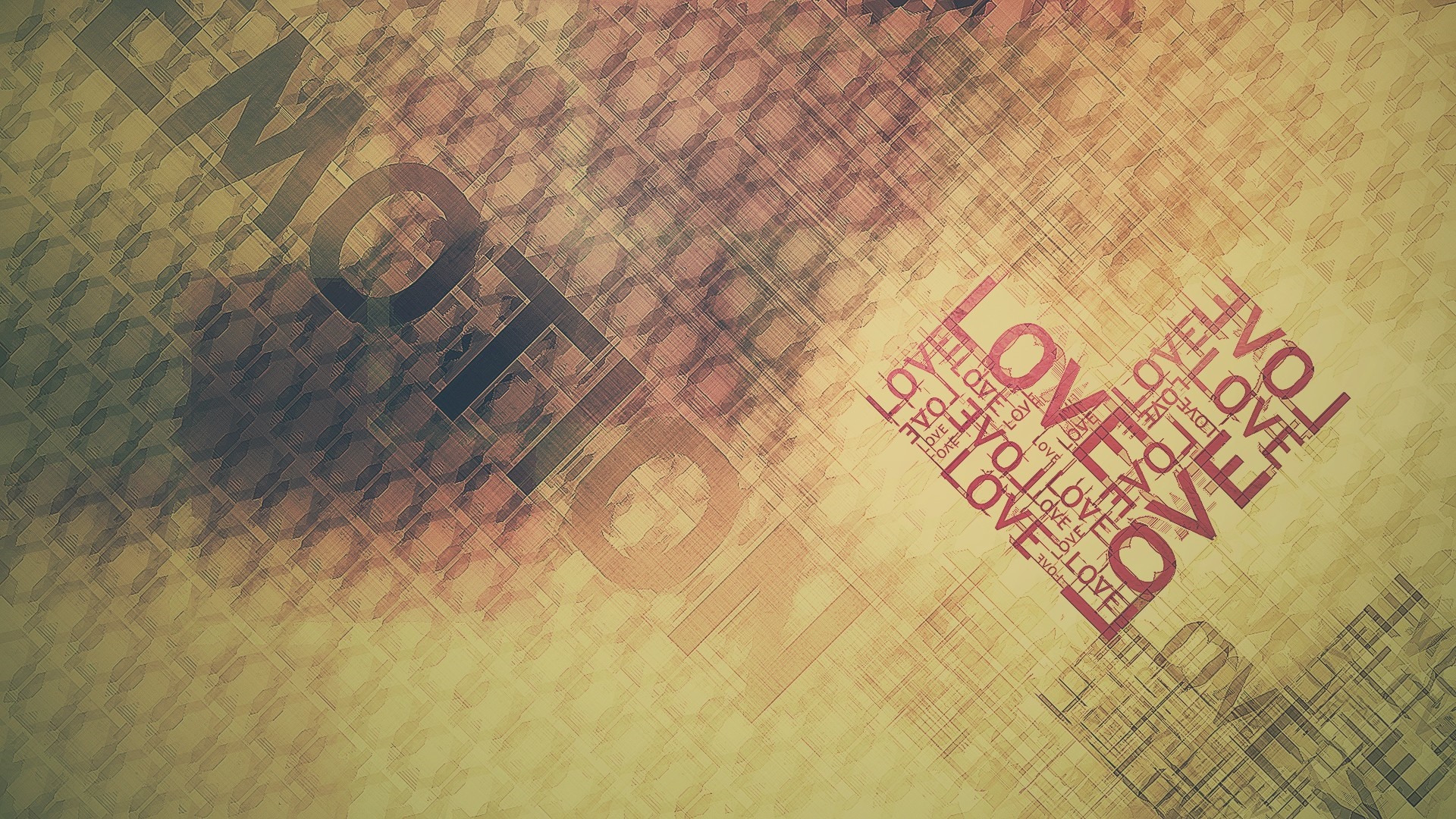 Love typography heart and word LOVE HD Wallpaper