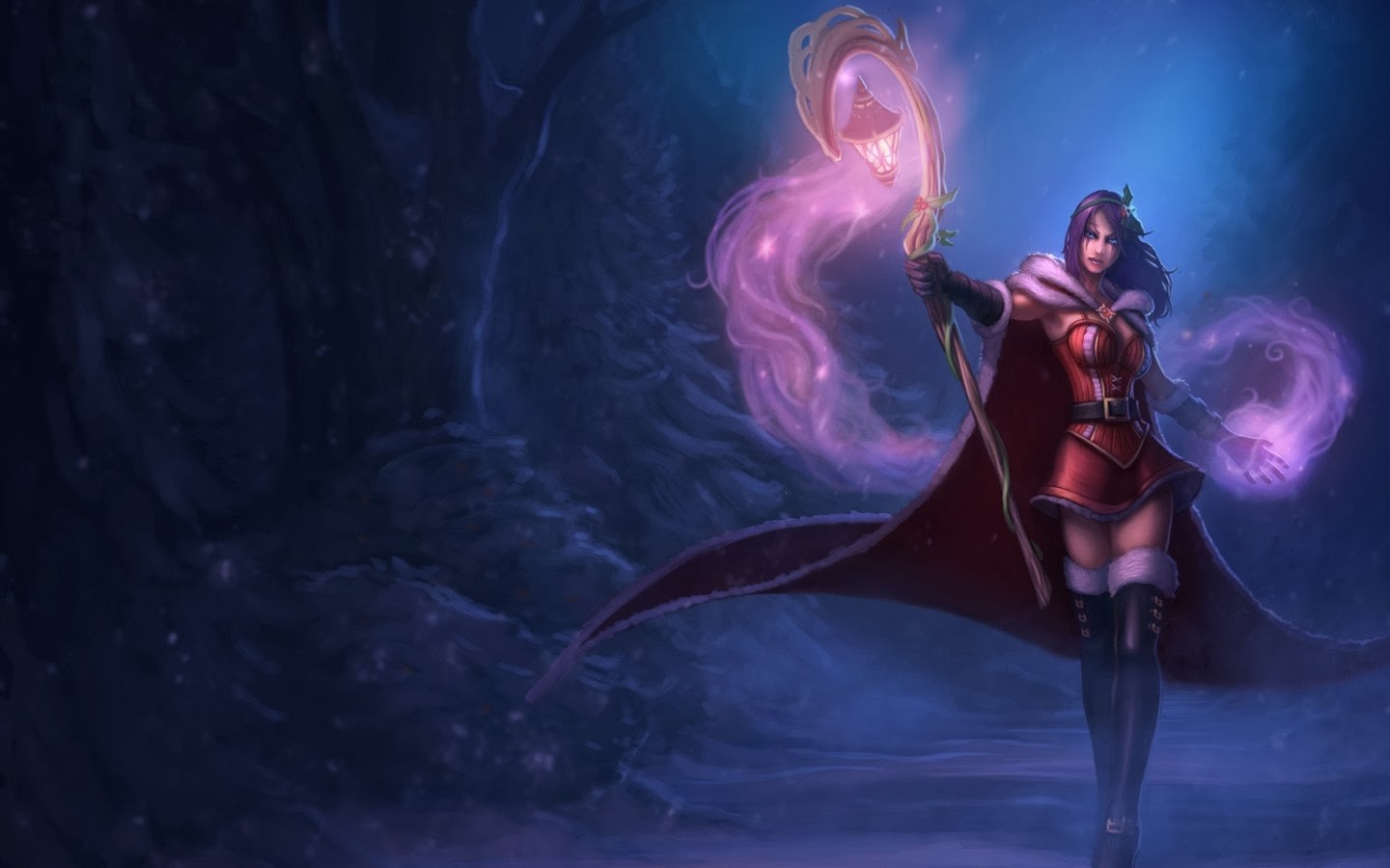 LeBlanc from League of Legends in winter attire HD Wallpaper
