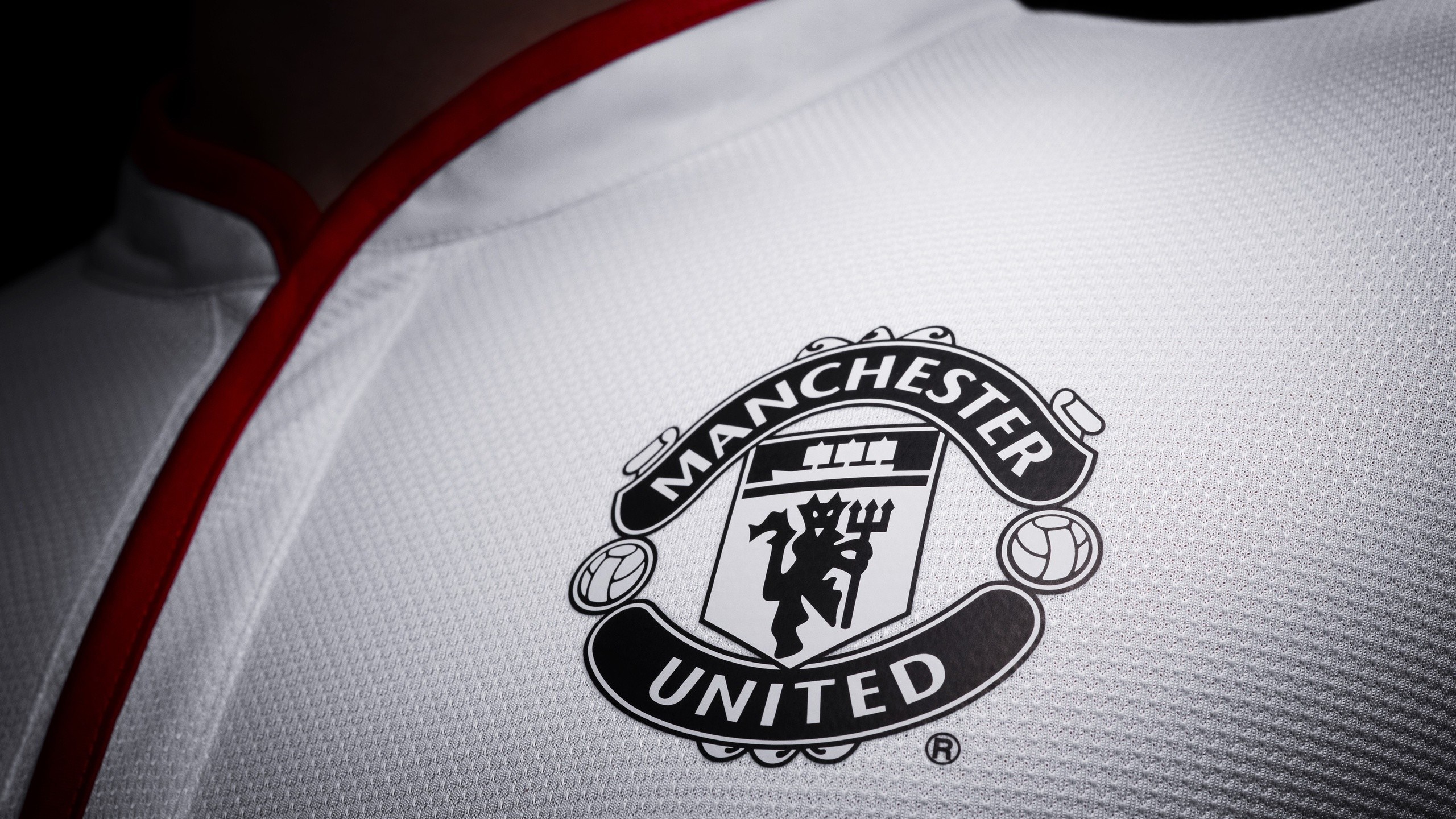 Manchester United logo on a white shirt HD Wallpaper