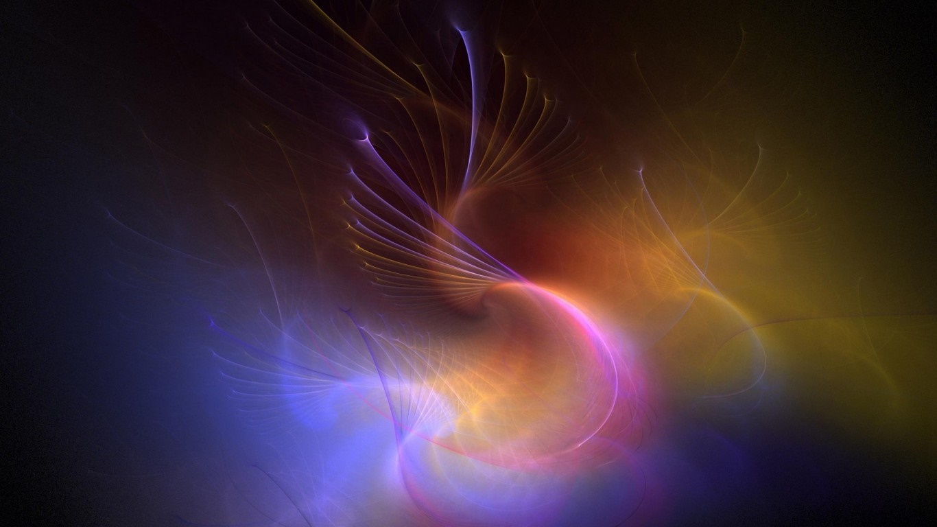 Abstract fractal art with swirling lights HD Wallpaper
