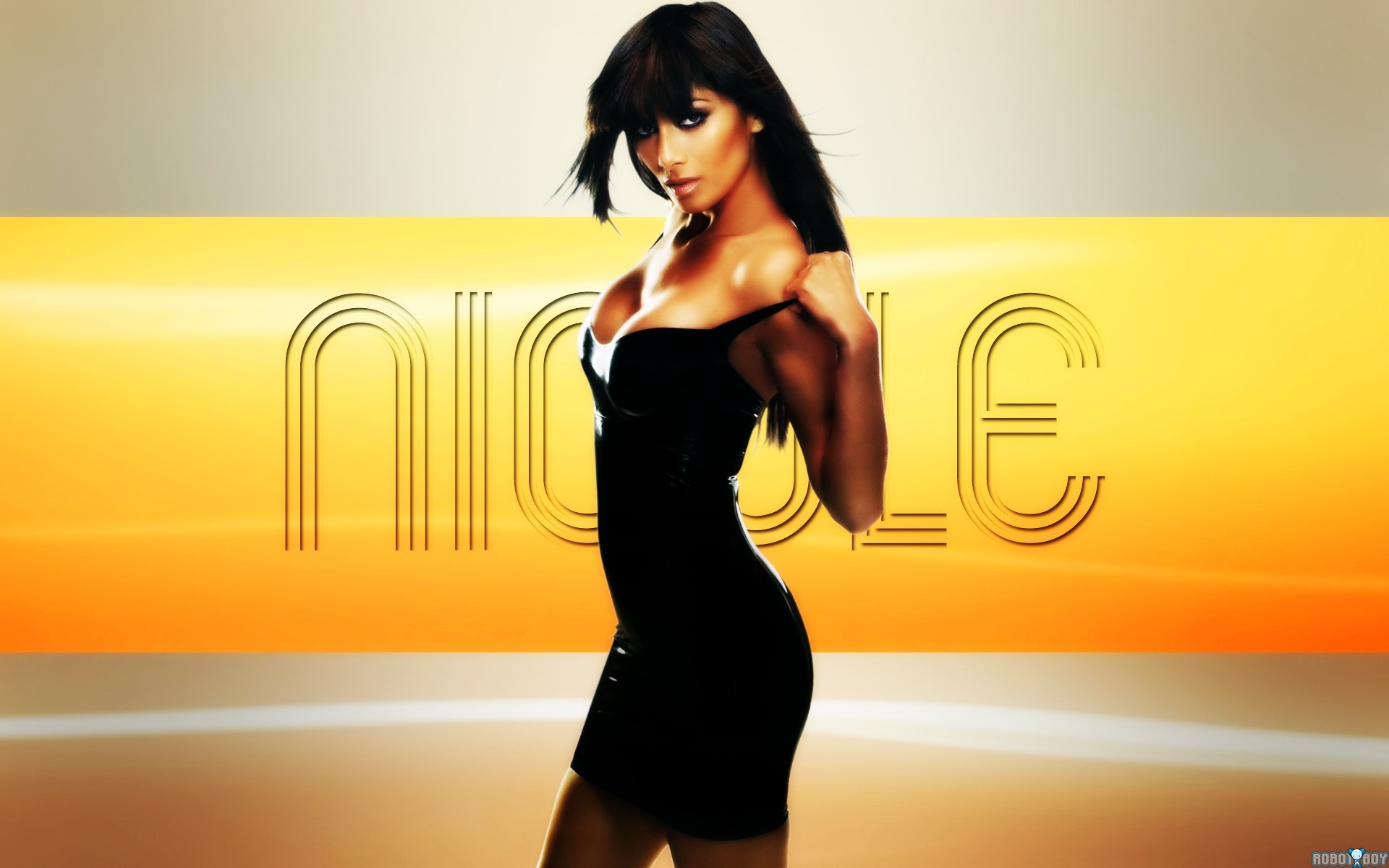 Nicole Scherzinger in a black dress HD Wallpaper