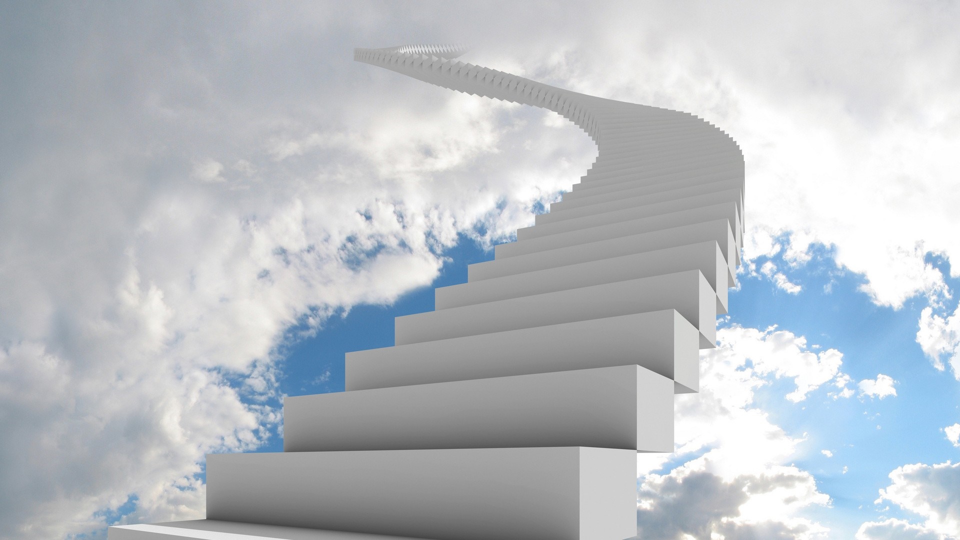 Stairway to Heaven in the Clouds HD Wallpaper