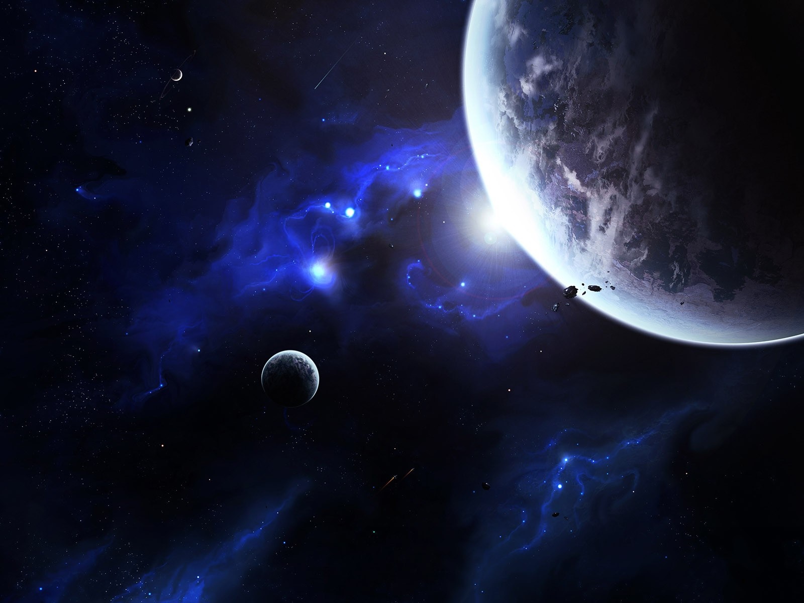 Planets and nebulae in deep space HD Wallpaper