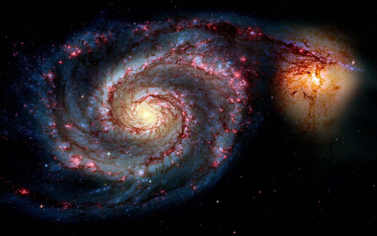 Whirlpool Galaxy and companion galaxy HD Wallpaper