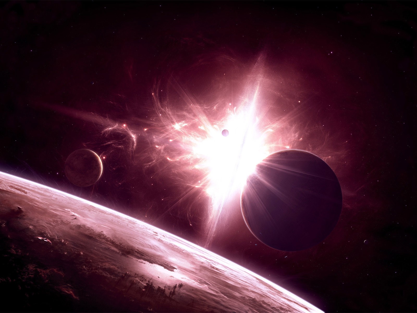 Planets and nebula in outer space HD Wallpaper
