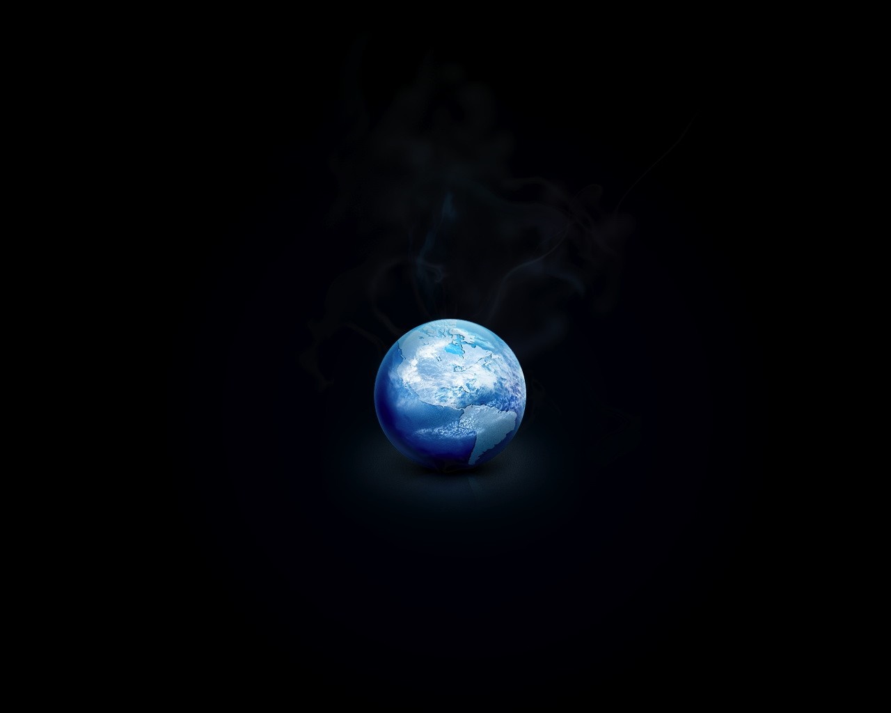 Earth globe with smoke in darkness HD Wallpaper