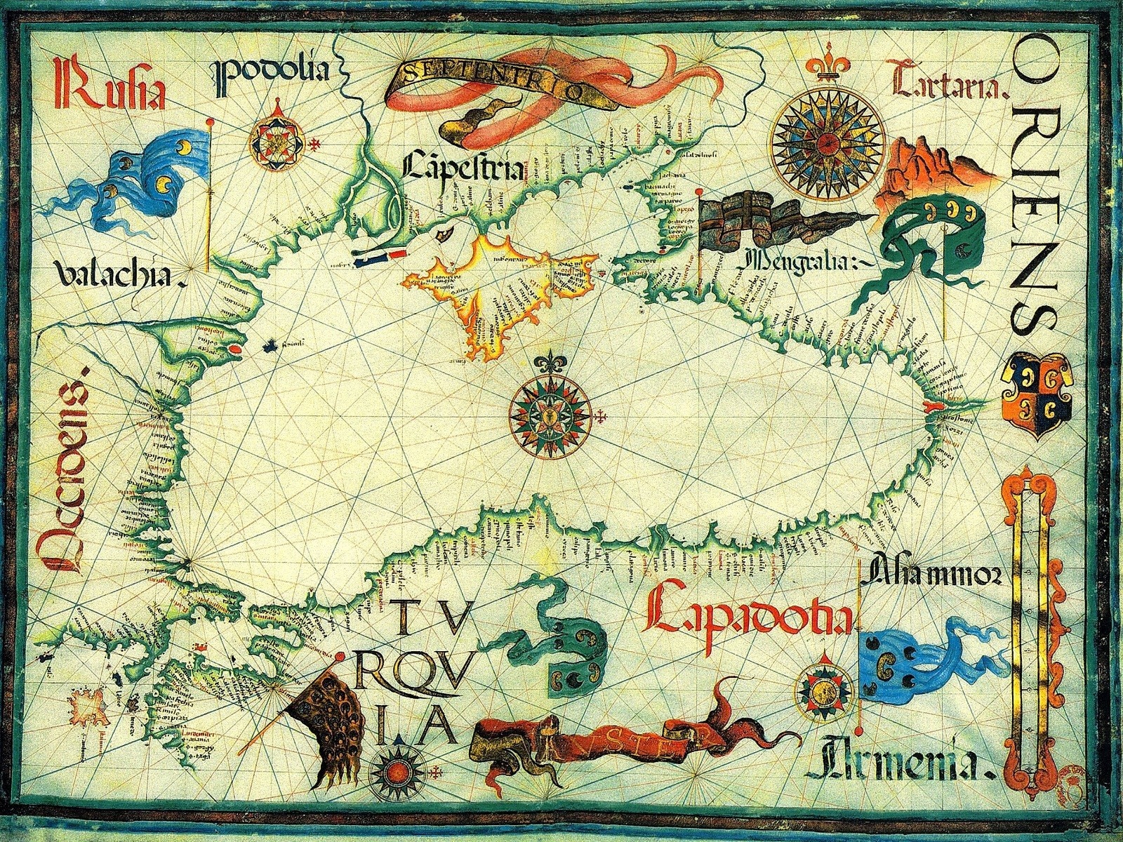 Antique map of the Black Sea region HD Wallpaper