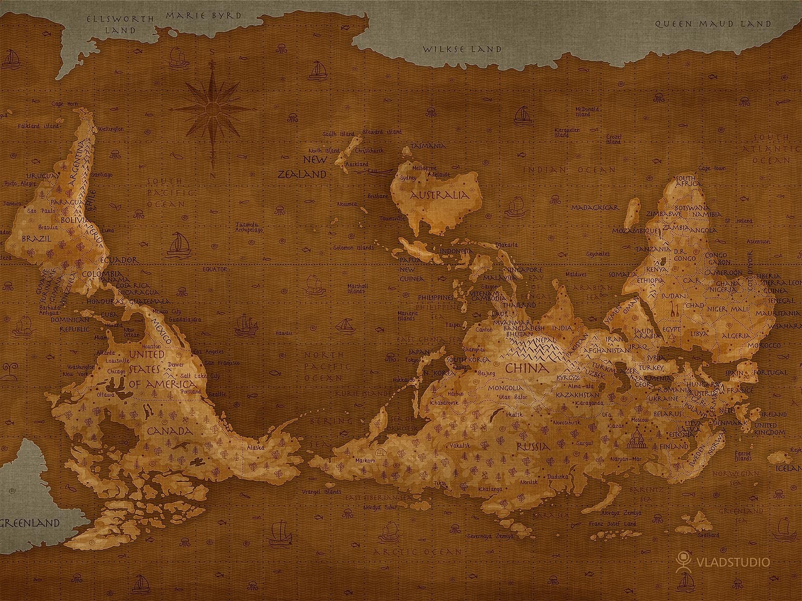 Fantasy World Map Painting HD Wallpaper