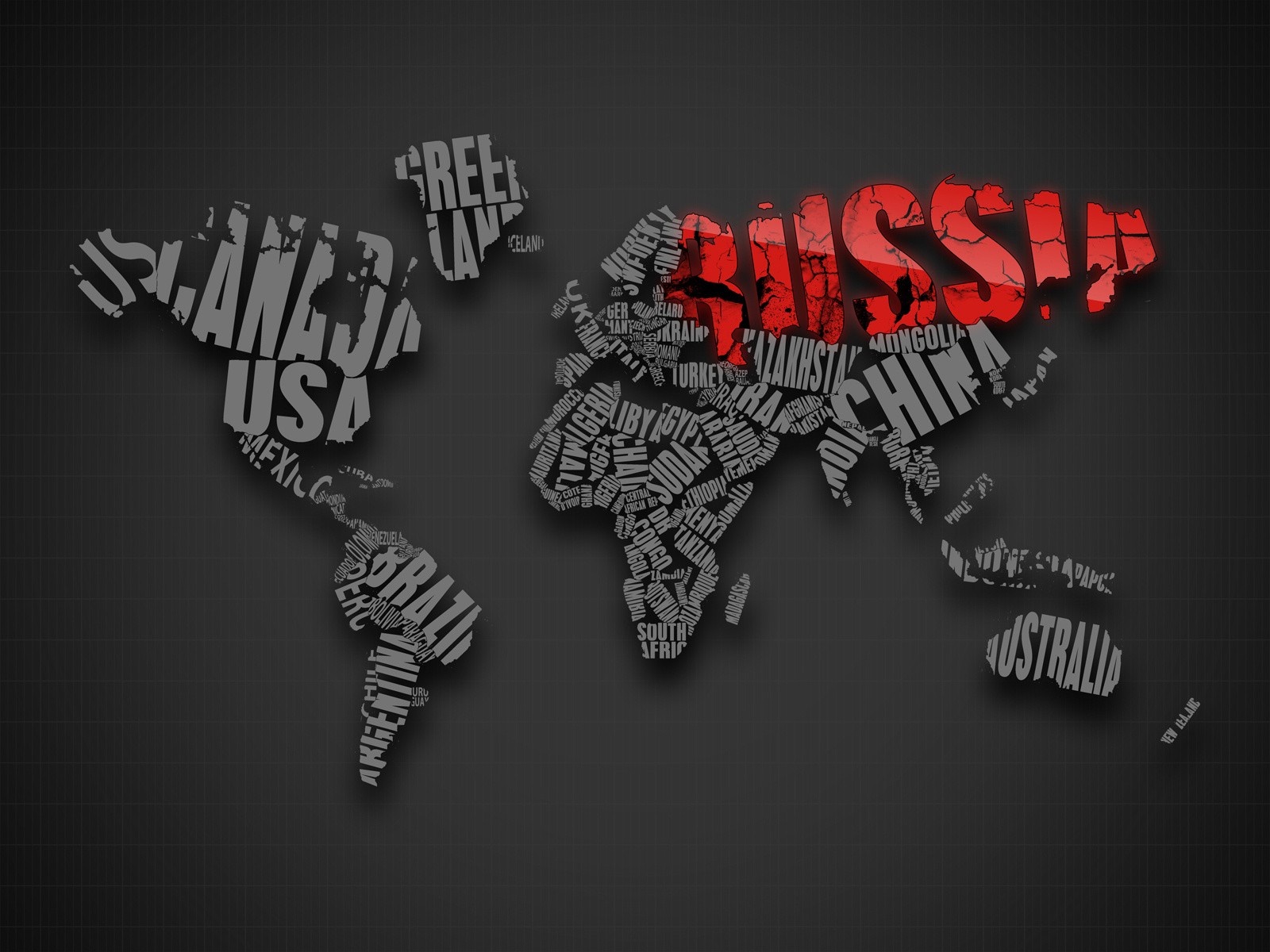 World map made of country names HD Wallpaper