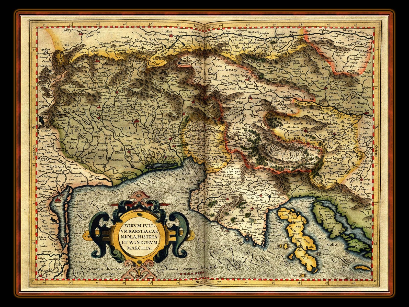 Antique map of Istria, Carniola, and Windorvm Marchia HD Wallpaper