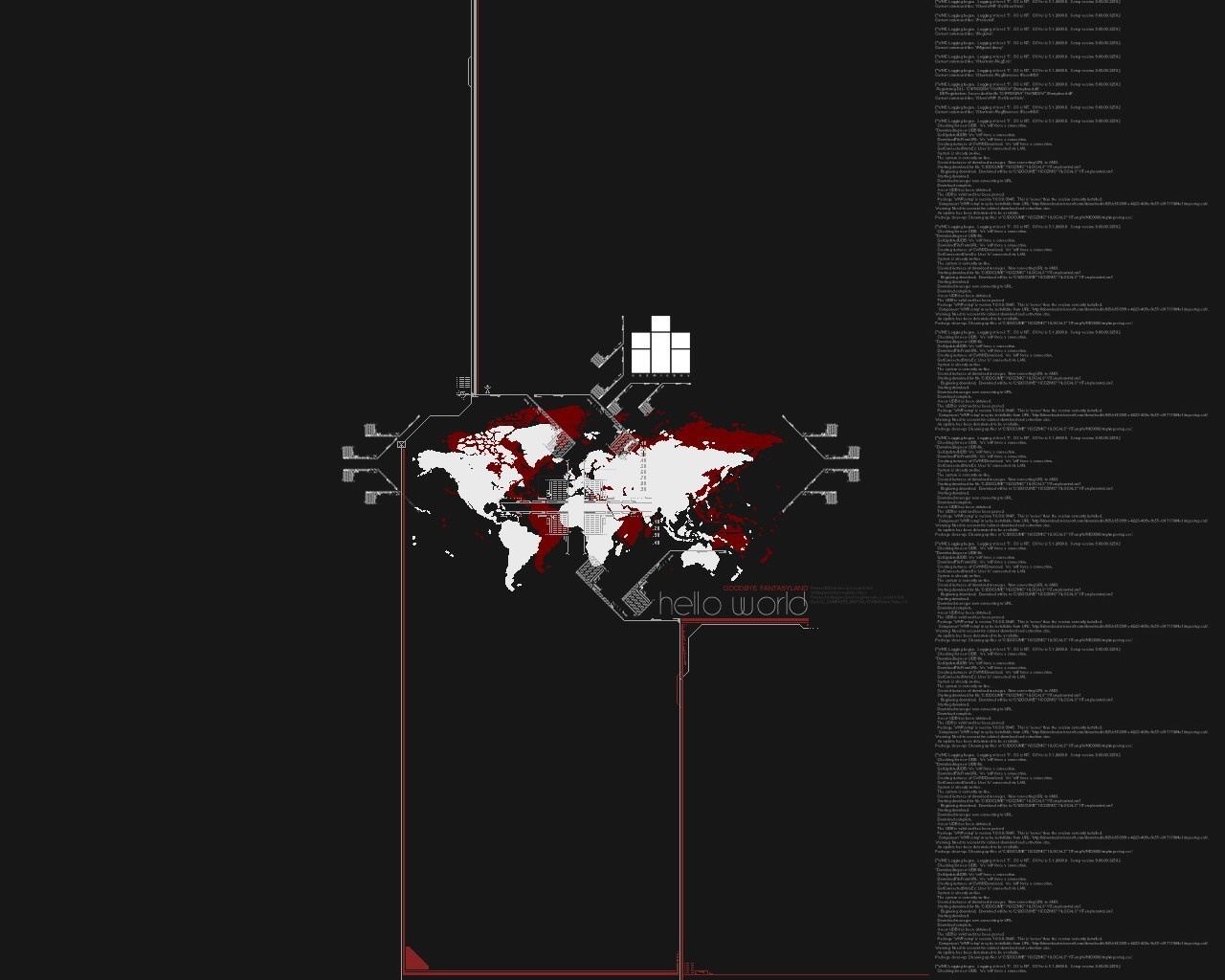 World map with code and "hello world" text HD Wallpaper