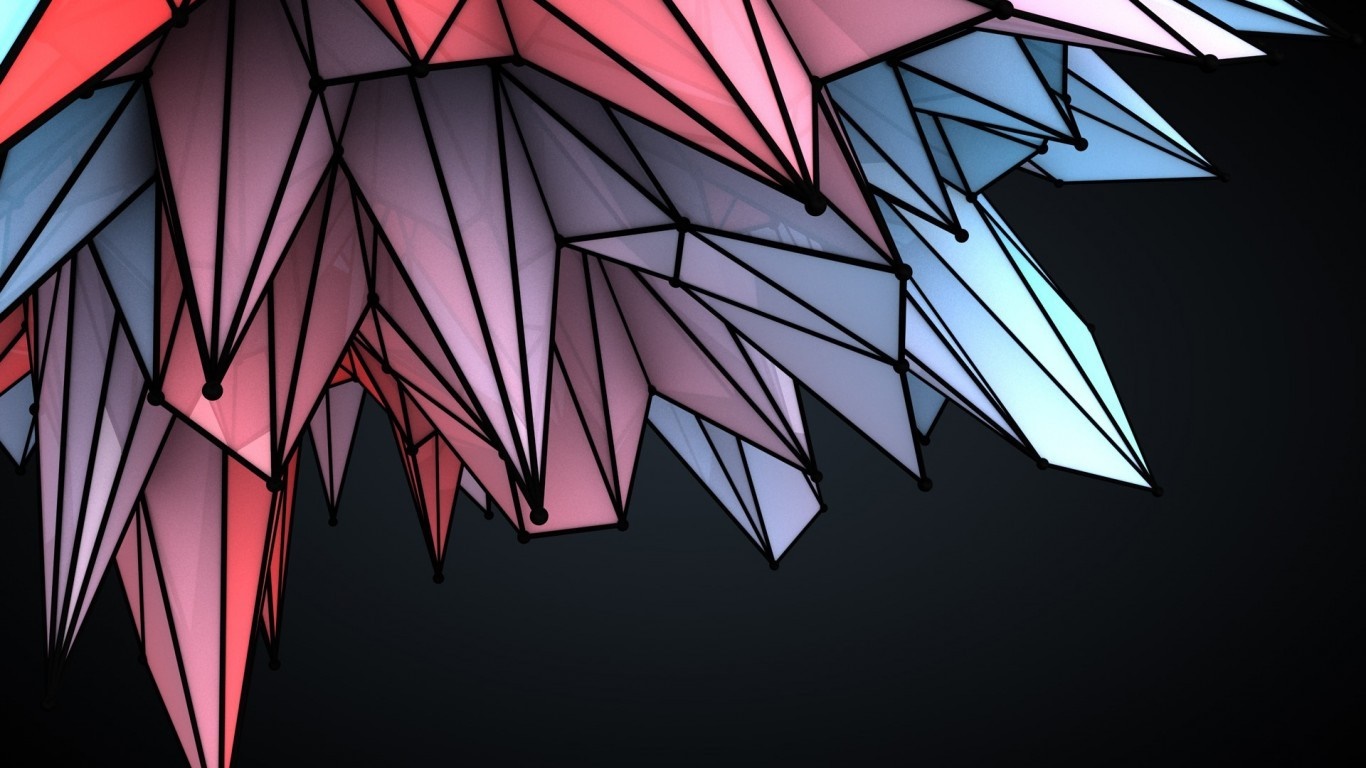 Abstract geometric digital art with red and blue colors HD Wallpaper
