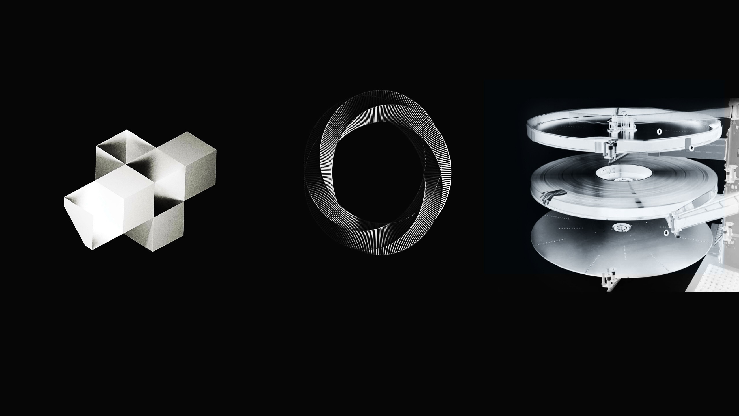 Abstract geometric shapes and mechanical objects HD Wallpaper