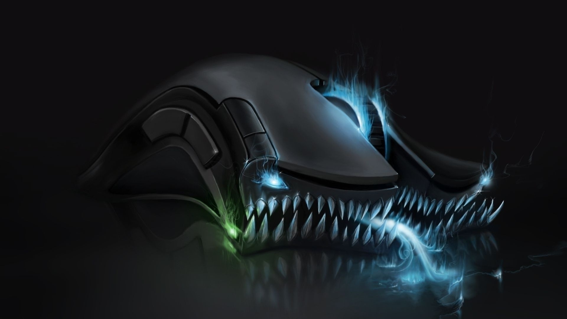 Razer gaming mouse with demonic features and glowing effects HD Wallpaper