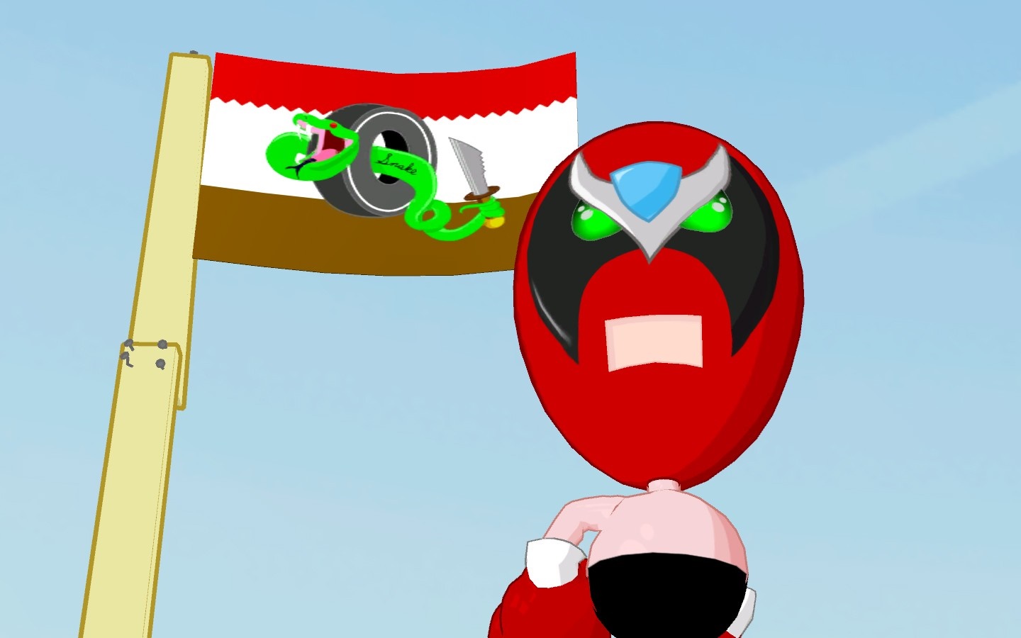 Red character with flag and snake HD Wallpaper