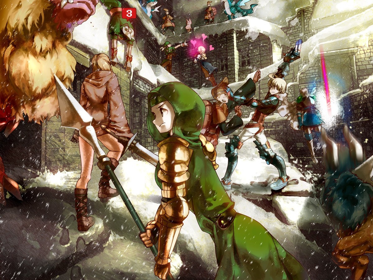 Final Fantasy Tactics characters in a snowy village HD Wallpaper