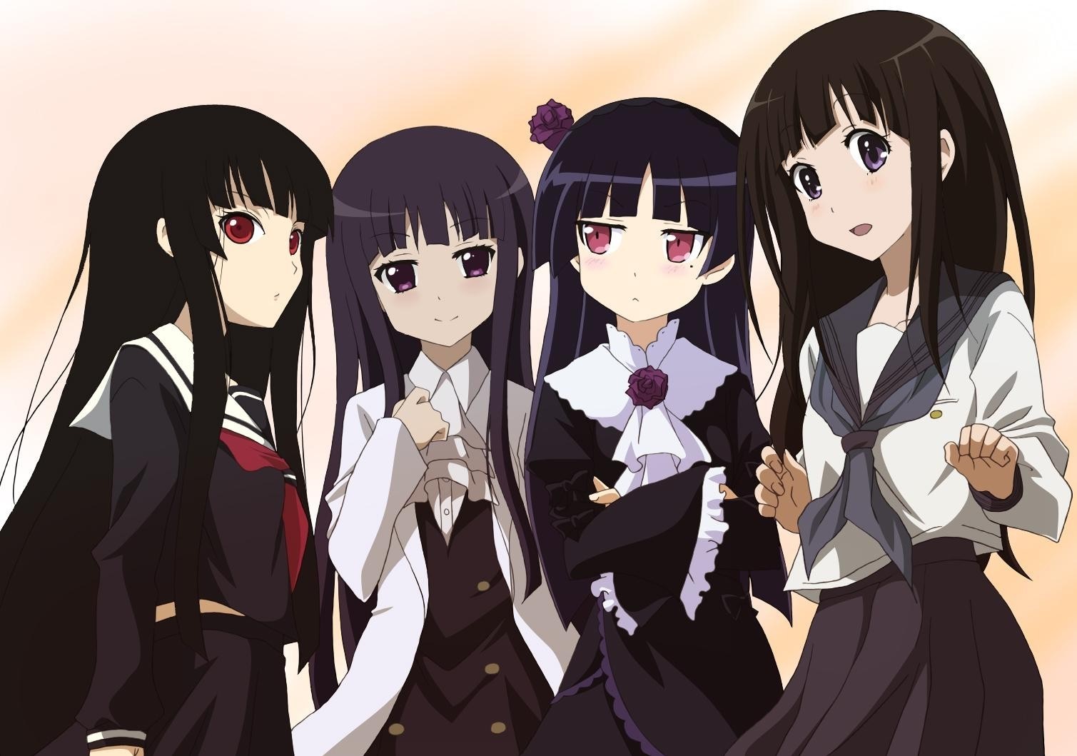 Anime Girls Crossover: Enma Ai, Chitanda Eru, Gokou Ruri, Shirakiin Ririchiyo HD Wallpaper