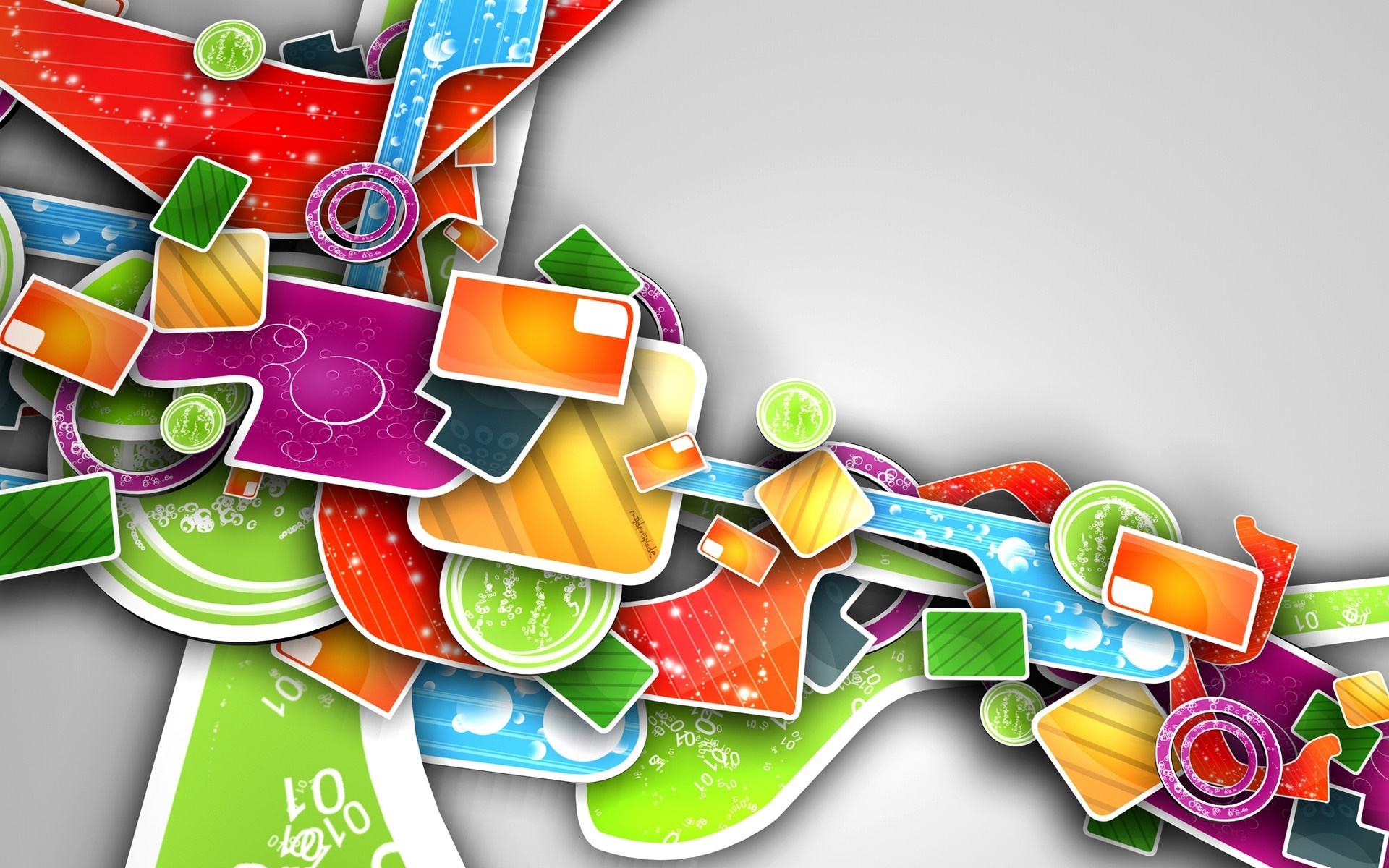 Colorful abstract shapes and patterns illustration HD Wallpaper