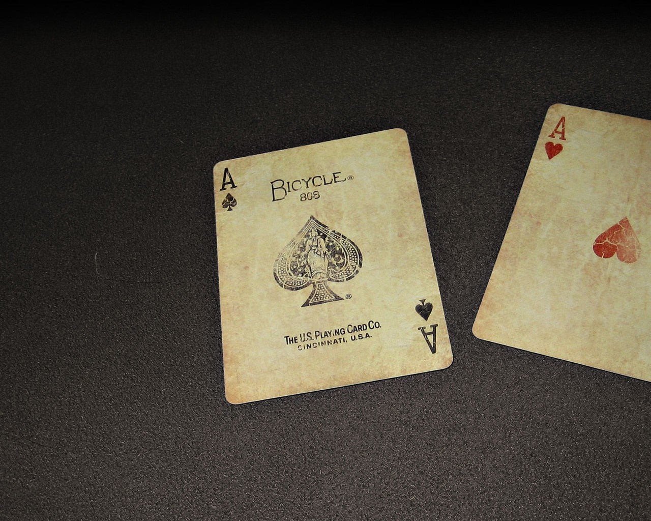 Ace of Spades and Ace of Hearts playing cards HD Wallpaper