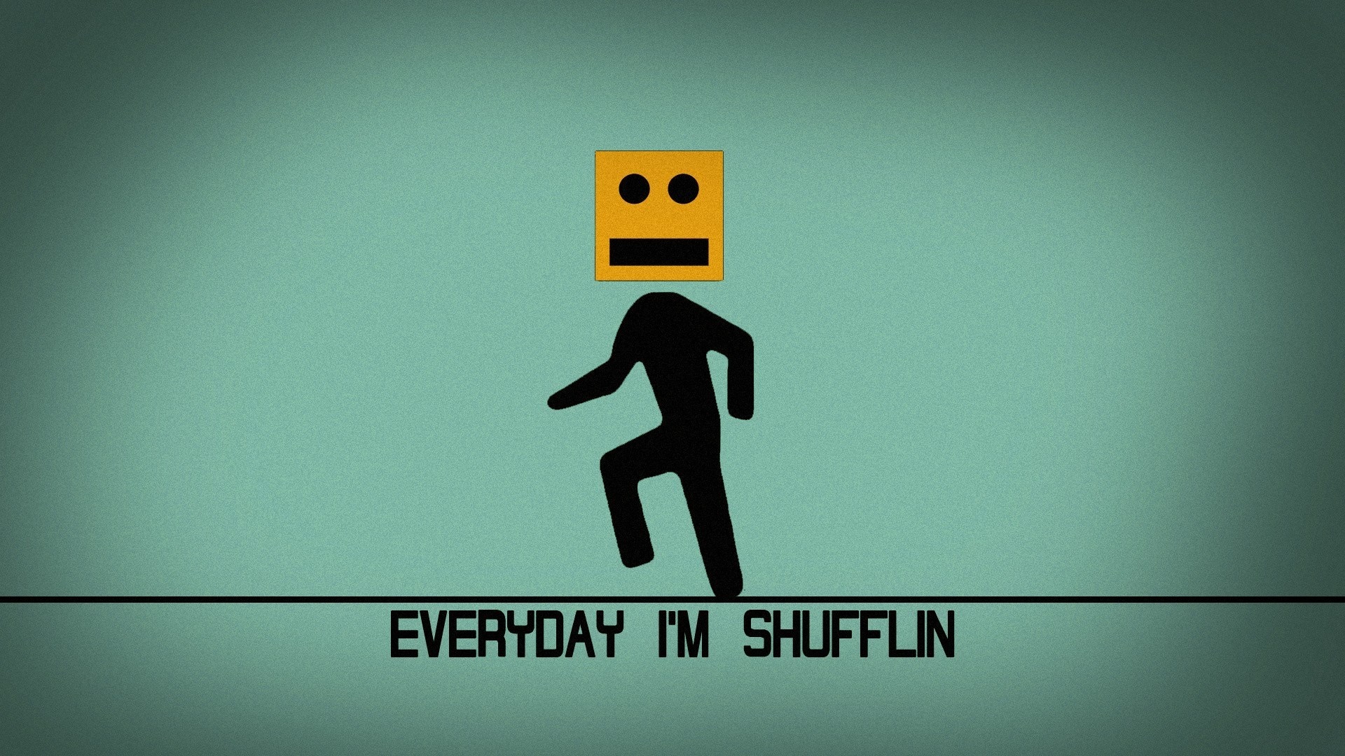 Illustration of a stick figure with a square head and the text "EVERYDAY I'M SHUFFLIN" HD Wallpaper