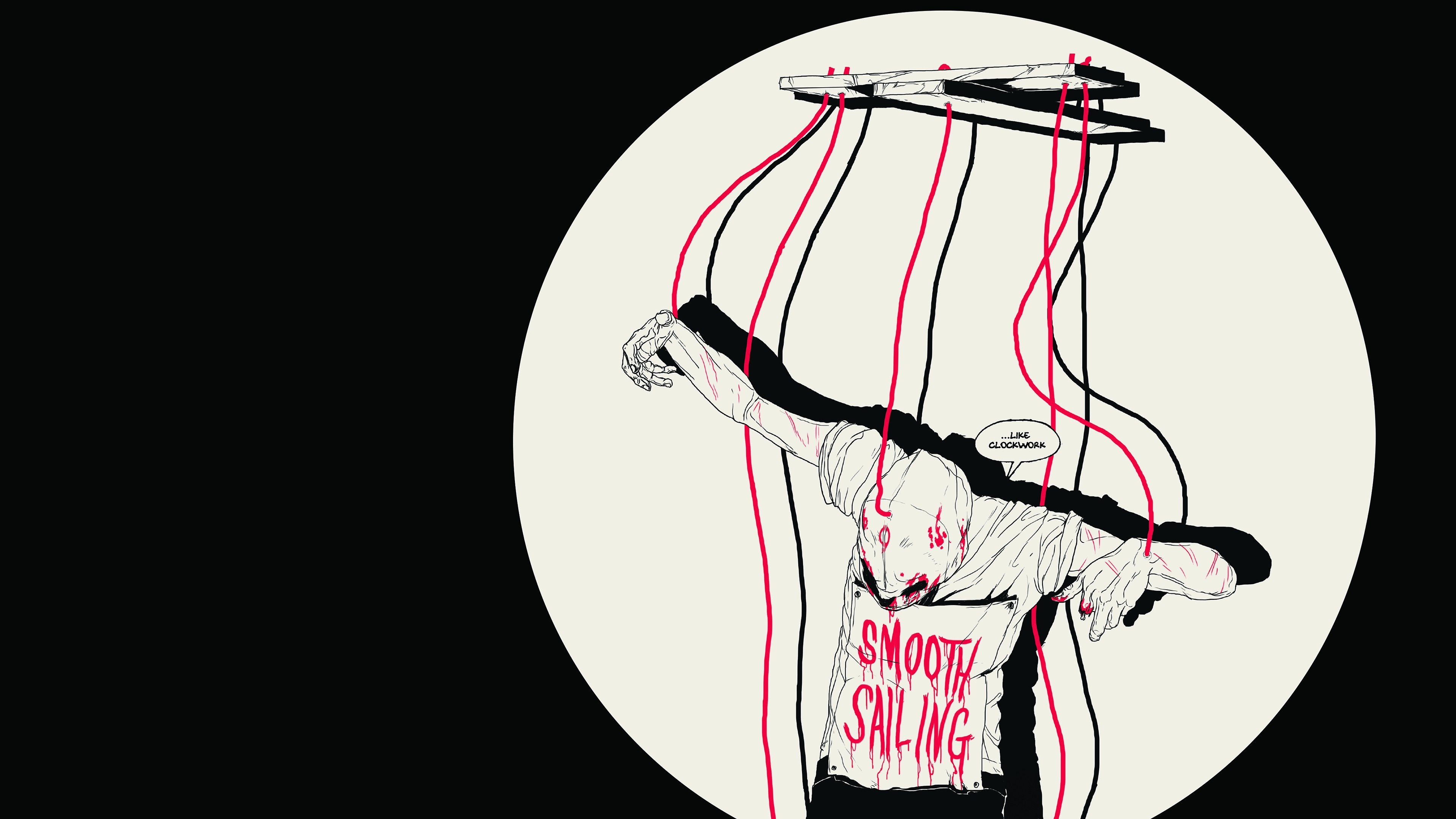 Illustration of a puppet with "SMOOTH SAILING" sign HD Wallpaper