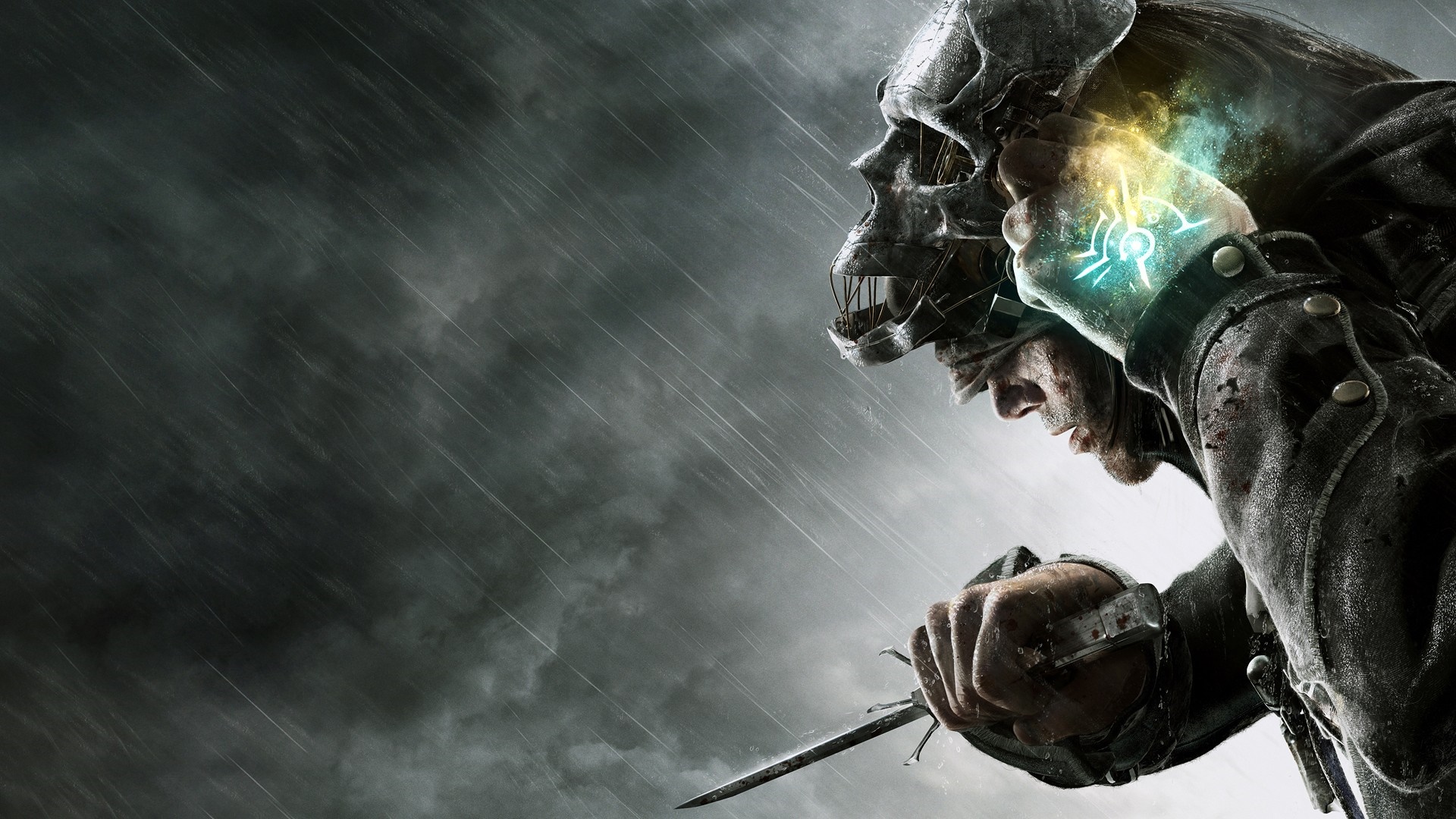 Corvo Attano from Dishonored with a knife and magic HD Wallpaper