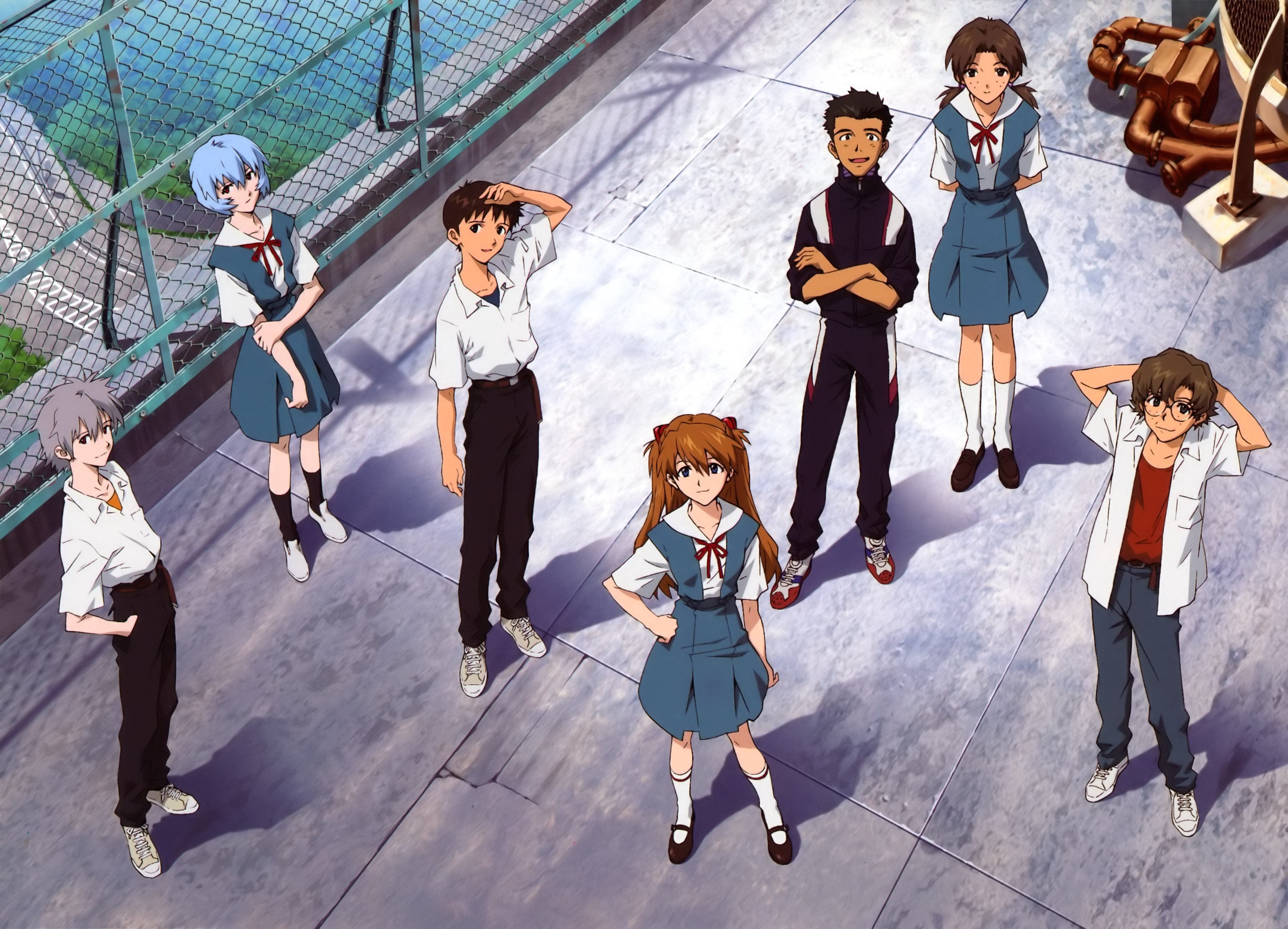 Group of students from Neon Genesis Evangelion HD Wallpaper
