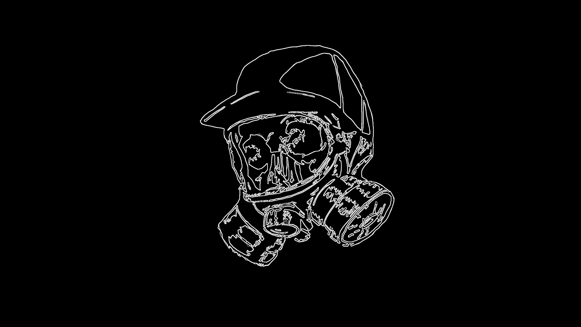 Illustration of a gas mask with a baseball cap HD Wallpaper