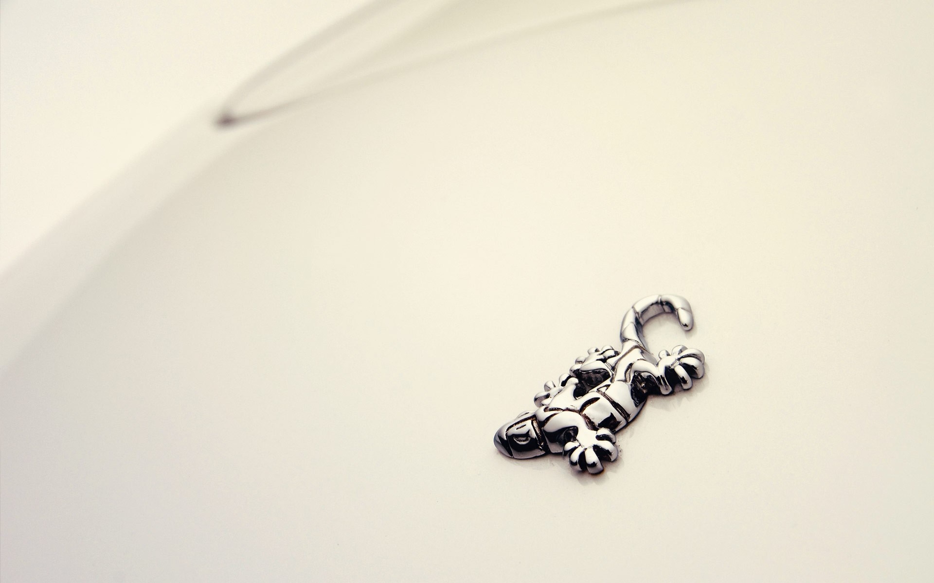 Silver gecko emblem on a white surface HD Wallpaper