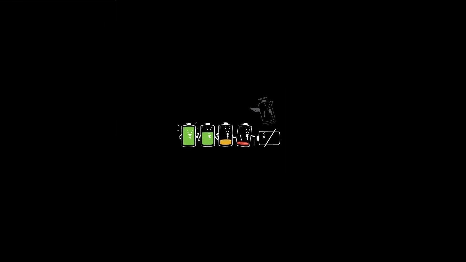 Funny battery characters with decreasing charge HD Wallpaper